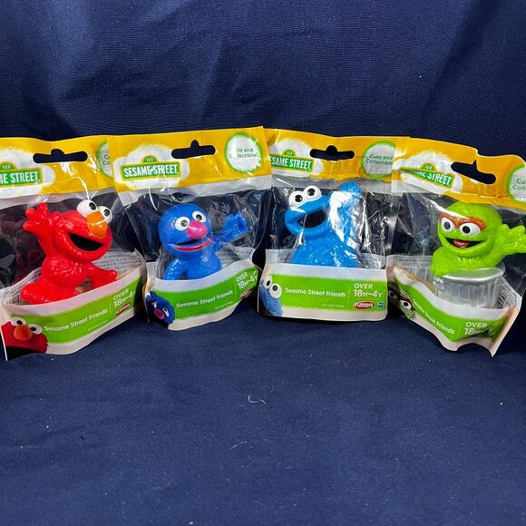 Playskool Other - NWT PlaySkool Sesame Street Friends Figures Set Of 4 Elmo Cookie Monster Oscar G